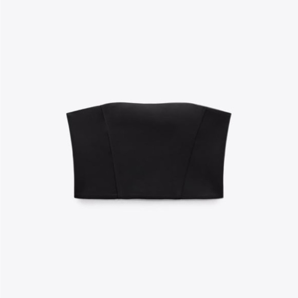 Zara Black Satin Structured Crop Top NWT - Picture 4 of 4